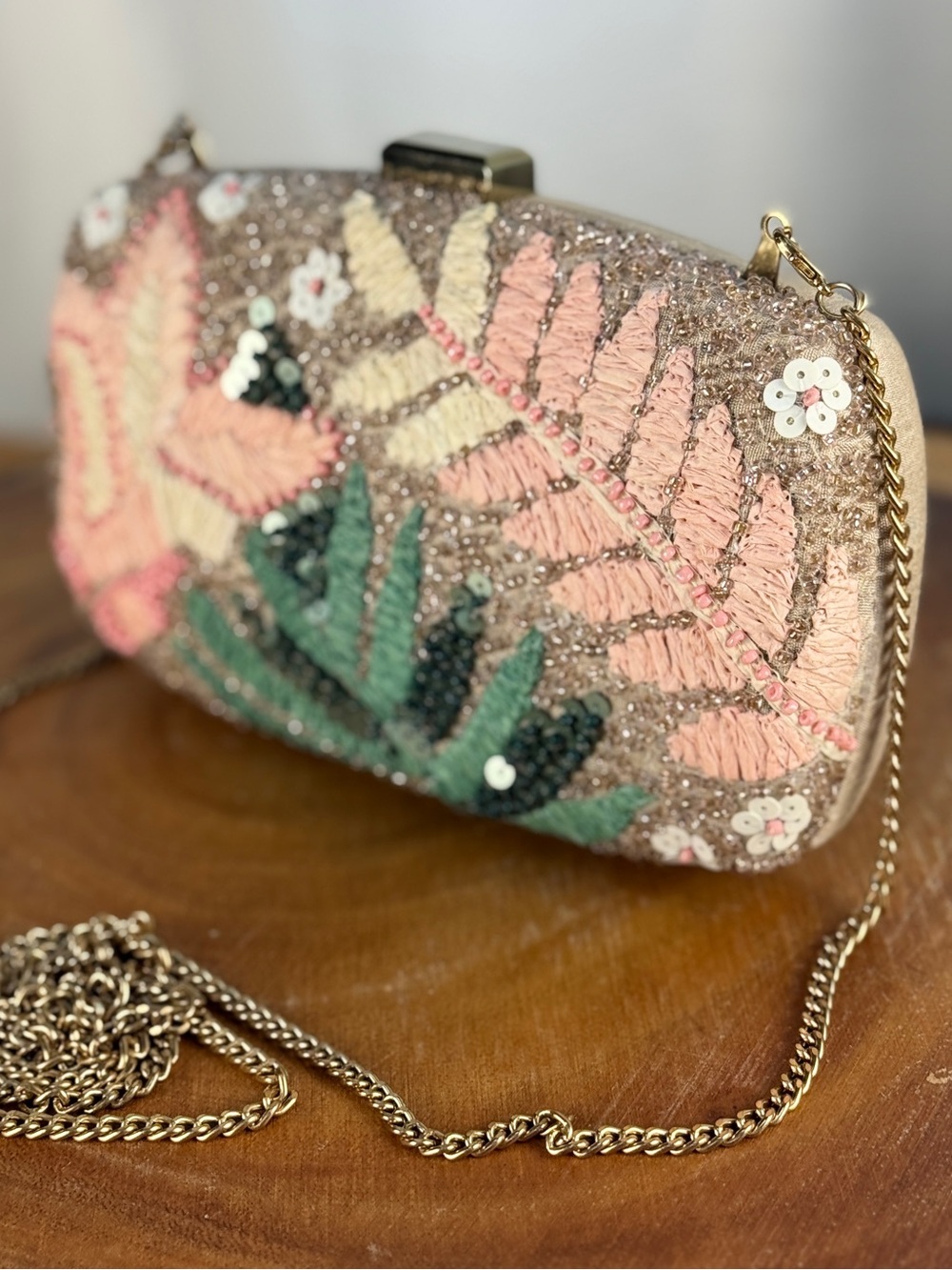 Antik Kraft Beaded Floral Box Clutch Embroidery Wedding Guest Crossbody Bag EUC - Picture 13 of 14